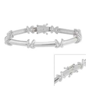  Sterling Silver X & bar link Bracelet Jewelry