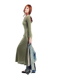 New Casual Women Long Sleeve Slim Fit Maxi Long Dress 4 Colors 1662 