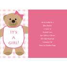 Red Leaf Papers Its A Girl Bear Personalized Baby Shower Invitations 