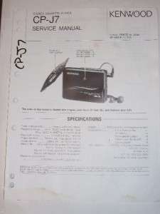Kenwood Service Manual~CP J7 Stereo Cassette Player  