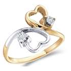 ApexJewels Diamond Heart Ring 10k White Yellow Gold Promise Band