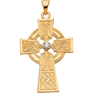 EE Diamond Cross Pendant R41073 14k Yellow Gold New Solid Engraving 