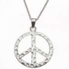 Silver Earth Hammered Peace Sign Pendant in Sterling Silver