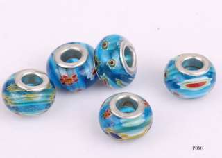 10xMixed Murano Lampwork Glass Spacers Loose Beads fit European Charms 