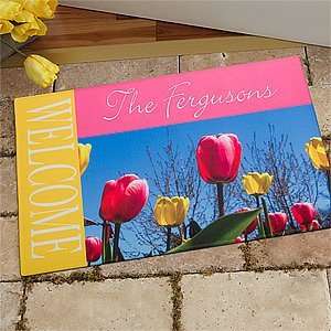  Personalized Spring Doormats   Tulips Patio, Lawn 