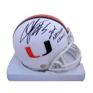  Signed Andre Johnson Mini Helmet   Miami Hurricanes GAI 