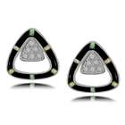 Forest Black Onyx Earrings in Sterling Silver   Triangle Studs