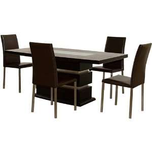  71 Rectangle Dining Table with Crackled Glass Inset and 4 