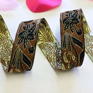   Brown Metallic Jacquard Ribbon Trim Tape JL106 Arts, Crafts & Sewing