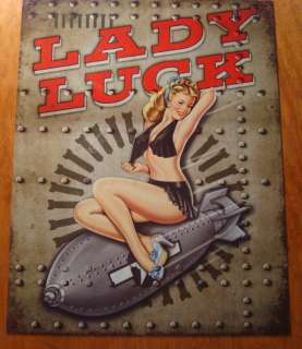 LADY LUCK Army Air Force World War II Memorabilia Sign  
