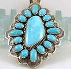 Vintage Navajo Silver Turquoise Cluster Pendant By L James