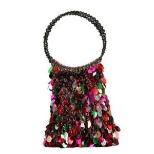   Black Bucket Handbag with Shiny Multi Colored Sequins