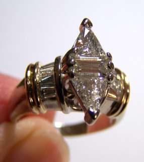 CHEAP ESTATE 1.75 CARAT DIAMOND RING TRILLION CUT MARQUISE 14k gold $ 
