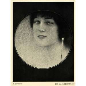  1914 Print Women Portrait Eyes Blue Sword Beauty Teeth 