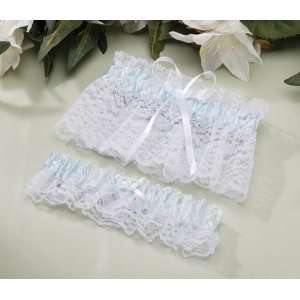  Wedding Bridal 2pc Blue White Lace Garter Set