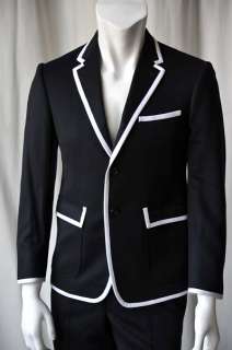  BROWNE Mens Dark Navy Grosgrain White Trim Pant Jacket Blazer Suit 