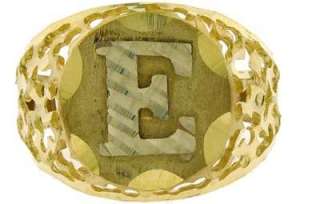 MENS 10K YELLOW GOLD CIRCLE INITIAL E LETTER RING  