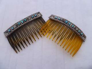 Navajo Sterling Silver Turquoise Hair comb set  