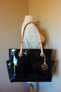 NWT Michael Kors Black Patent Leather EW Items Tote $198  