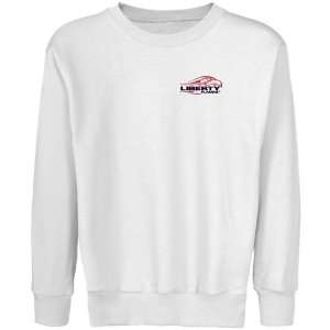   White Logo Applique Crew Neck Fleece Sweatshirt