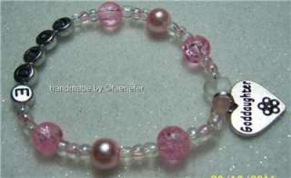 Goddaughter heart pretty bead charm bracelet christening gift 