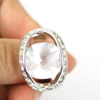   White Gemstone 18K GP Diamante Zircon CZ Inlay Ring Jewelry  