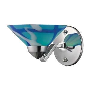  1 LIGHT SCONCE IN POLISHED CHROME AND CARRIBEAN GLASS W7 
