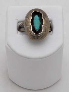 VINTAGE NAVAJO STERLING SILVER TURQUOISE RING~SIZE 10  