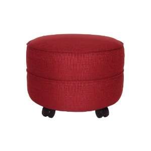   100R CRA Round Cranberry Fabric Non Storage Ottoman