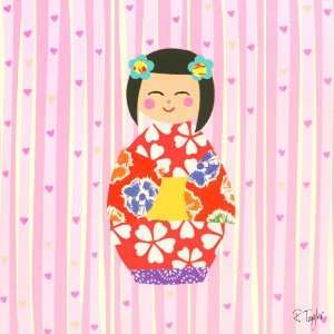  Oopsy daisy Kimono Girl Short Bob Wall Art 10x10