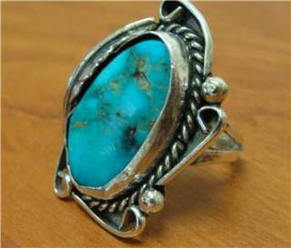 Vintage Native American Turquoise Sterling Ring Navajo  