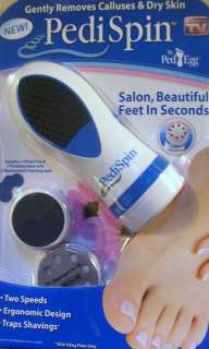 PEDI SPIN by PED EGG ~TWO SPEEDS~ERGONIMIC DESIGN~TRAPS SHAVINGS 