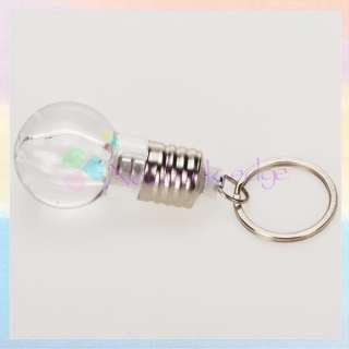 Mini LED Rainbow Colorful Light Bulb Keyring Keychain Flashlight 
