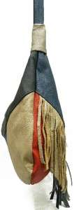 Patchwork Tassel LEATHER Shoulder PURSE Hobo Multi Color NWT Handbag 