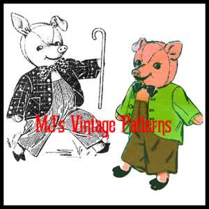 Pig Wearing Jacket & Pants ~ a Vintage Pattern  