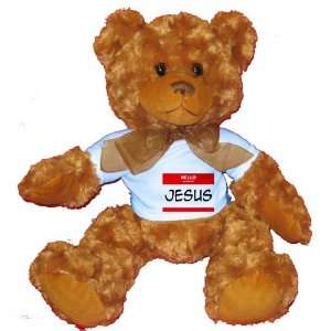  HELLO my name is JESUS Plush Teddy Bear with BLUE T Shirt 