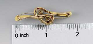 Antique French 18K Gold Mine Cut Diamond & Ruby Pin  