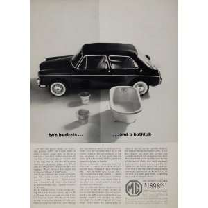 1963 Ad Vintage MG Sports Sedan British Car Bathtub   Original Print 