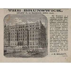  1876 Ad Brunswick Hotel Boston J. W. Wolcott RARE 