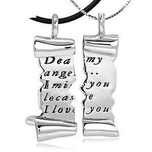 LN04 925 Silver I Love You Angel Sweet Couple Necklace  