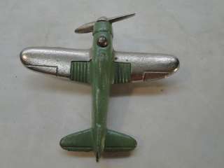 VINTAGE HUBLEY CAST IRON TOY AIRPLANE PLANE 2227 GREEN SINGLE PROP 