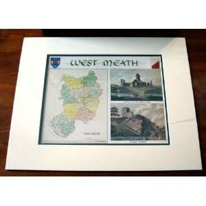  West Meath (Westmeath) Ireland map and lithograph 