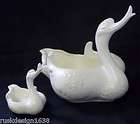Pair of Vintage HULL USA 23 Pottery White Swan Duck Planter Bowls 