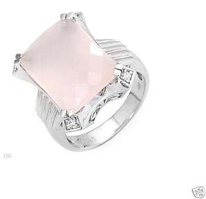10.45ctw Rose Pink Quartz 14K White Gold Ring. L@@K  