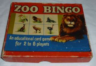 Zoo Bingo   Vintage Childrens Card Game  