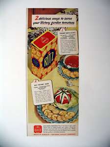 Ritz Crackers Soup & Salad Recipes 1944 print Ad  
