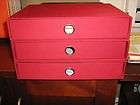 POTTERY BARN RED STORAGE BOXES SET OF THREE BEAUTIFUL COLOR, NICE 4 