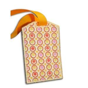   Circle Fabric Bag Tag with Vinyl Pocket, Id Card, and Snap Closure