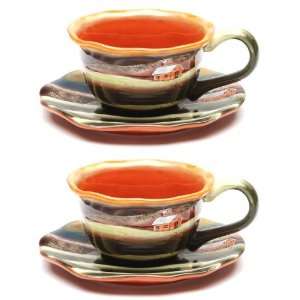  Dusk Earthenware Cup and Saucer, Set of 4 Kitchen 