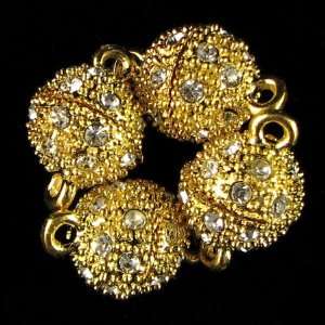    4 16x10mm gold plated rhinestone magnetic clasp